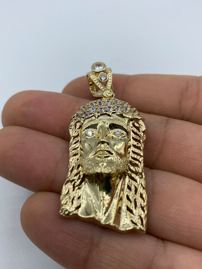 14K Jesus Head Pendant 2.0"