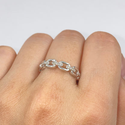 14K Chain Link Diamond Ring