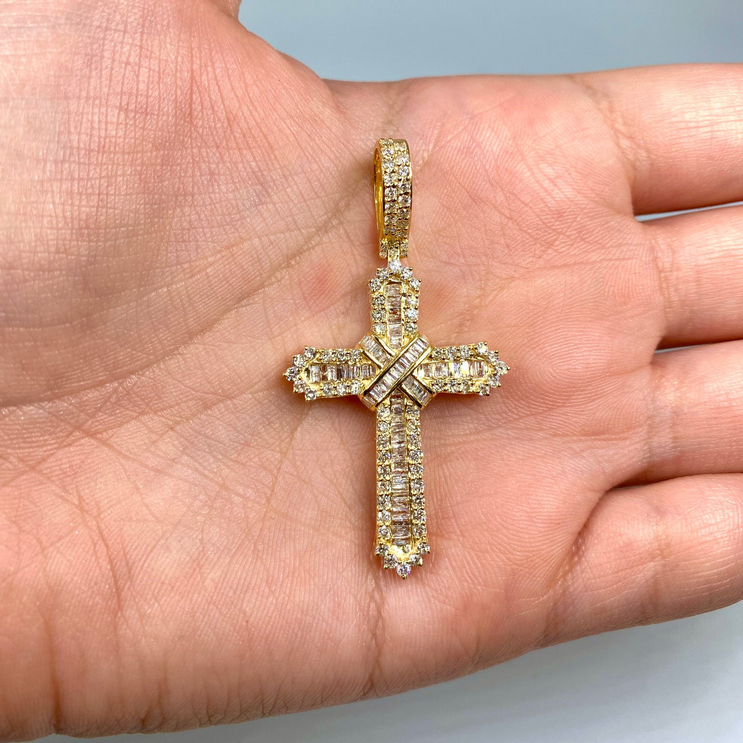 14K Diamond Latin Cross Pendant