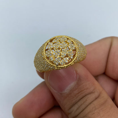 10K Floral Round Diamond Ring