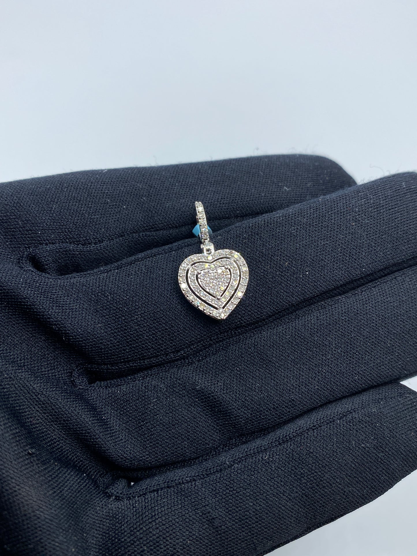 14K Heart Ripple Diamond Pendant