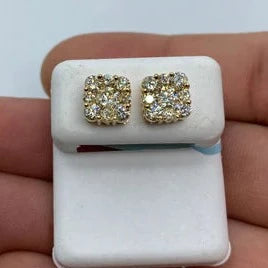 14K Square Stud Diamond Earrings 1.7ct