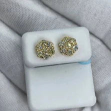 14K Flower Diamond Earrings 1.4ct