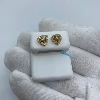 14K Triangle Large Center Stone Diamond Earrings