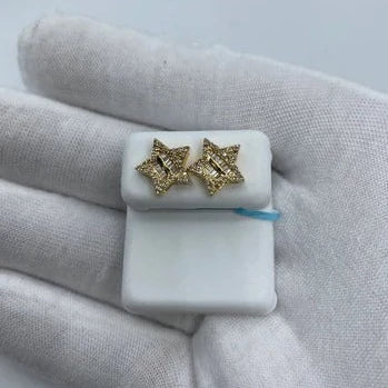 14K Star Diamond Baguette Earrings