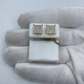 10K Square Diamond Earrings 0.4ct