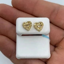 14K Heart Diamond Baguette Earrings