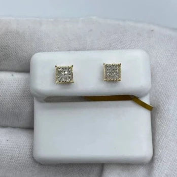10K Square Diamond Earrings 0.2ct