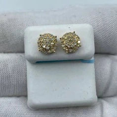 14K Thick Circle Diamond Earrings 0.8ct