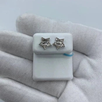 14K Star Diamond Baguette Earrings