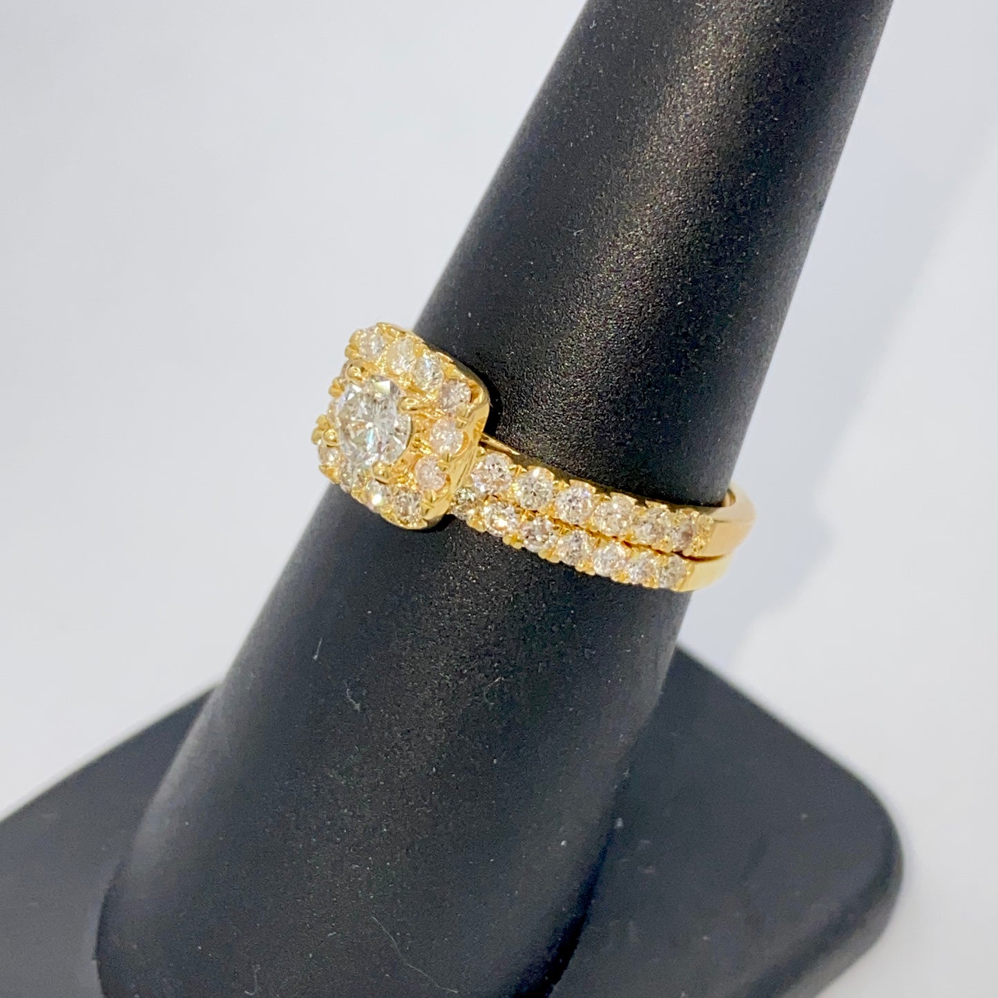 14K Marilyn Square Halo Stack Diamond Engagement Ring