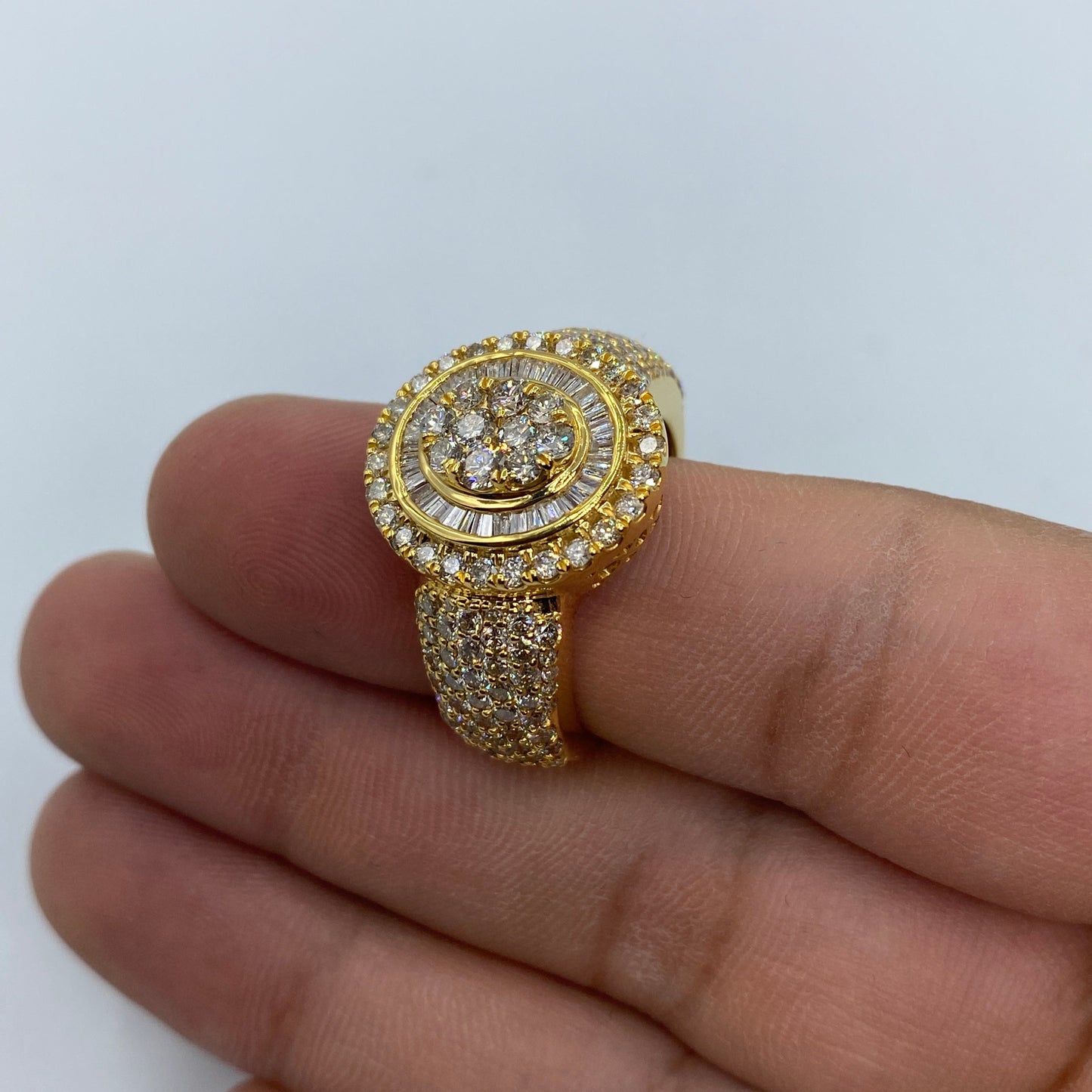14K Yellow Oval Diamond Baguette Ring