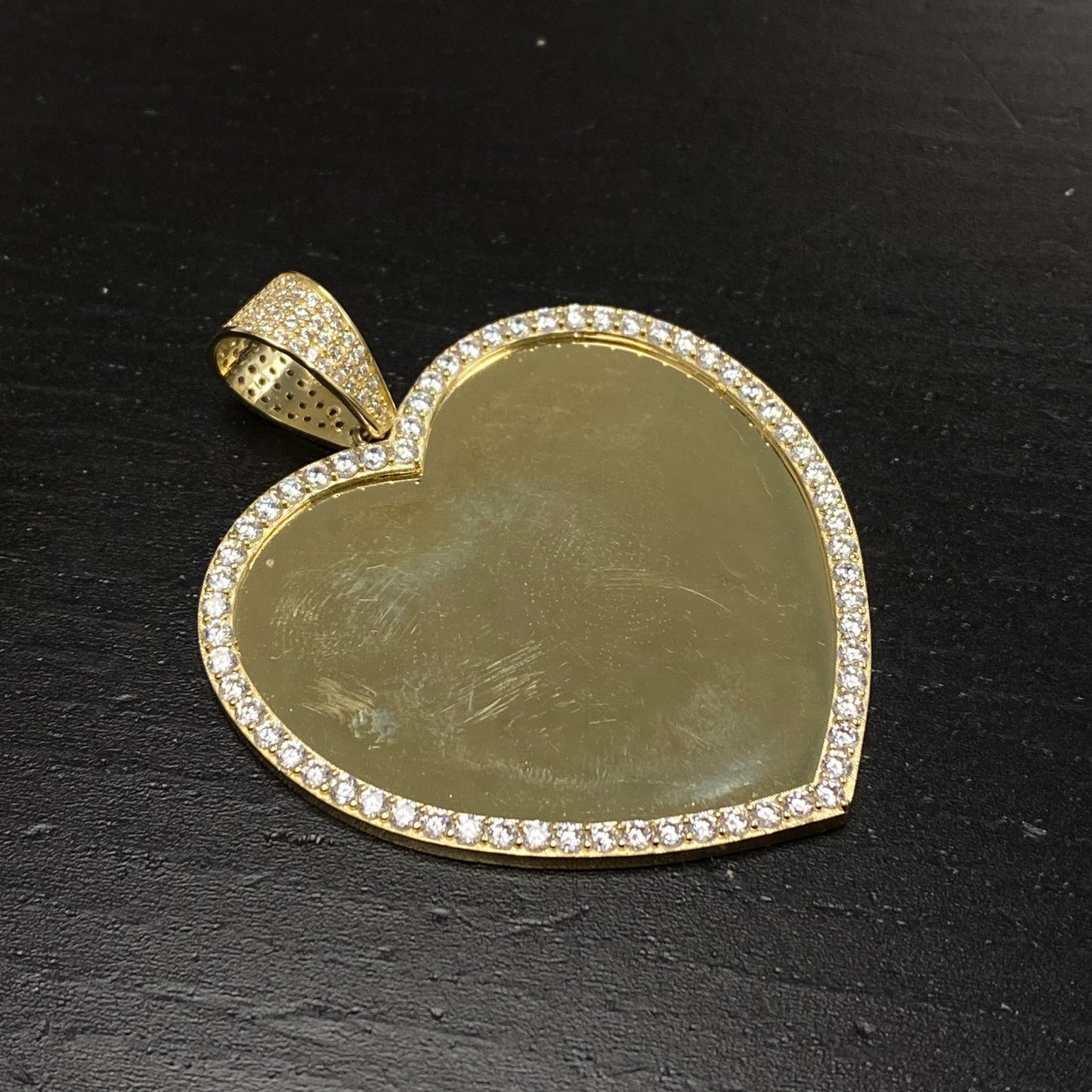 10K Heart Halo Diamond Photo Pendant