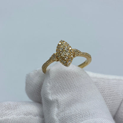 14K Yellow Gold Marquise Cut Diamond Engagement Ring