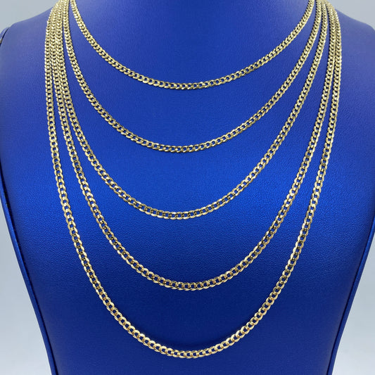 10K Gold 3.5MM Flat Cuban Link Chain 16-24"