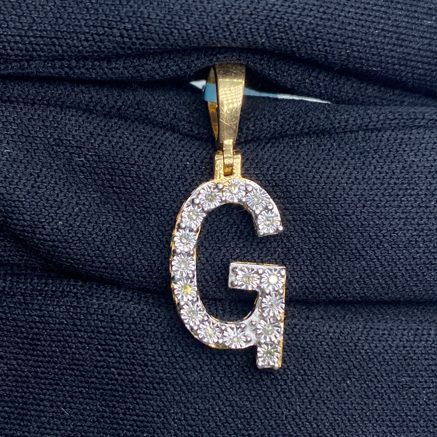 14K Gold Single Stone Initial G Diamond Pendant