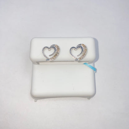 14K Protect Heart Diamond Earrings