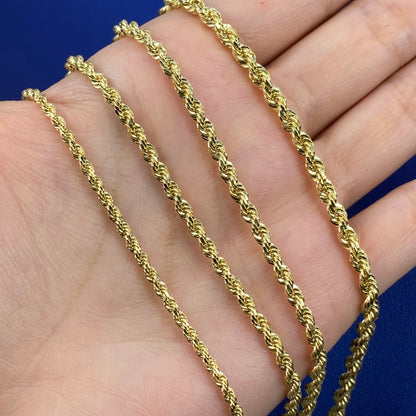 Rope Chain Necklace Real 10K Yellow Gold Full Collection