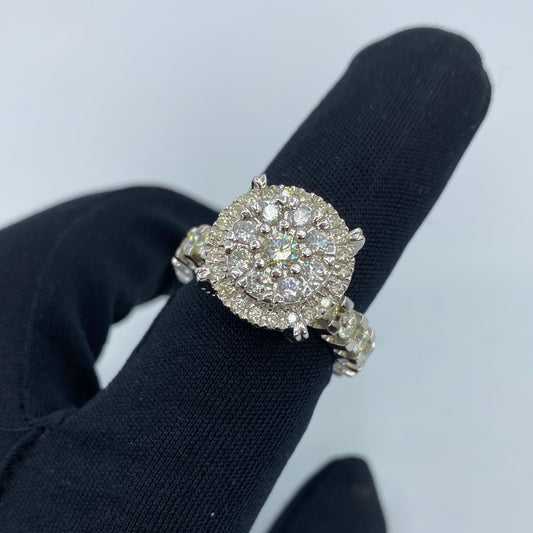 14K Jumbo Circle Halo Diamond Engagement Ring
