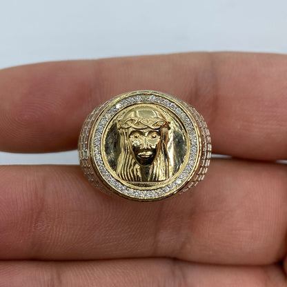 10K Jesus Face Diamond Ring