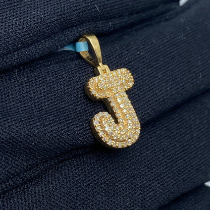 14k Initial J Bubble Pendant