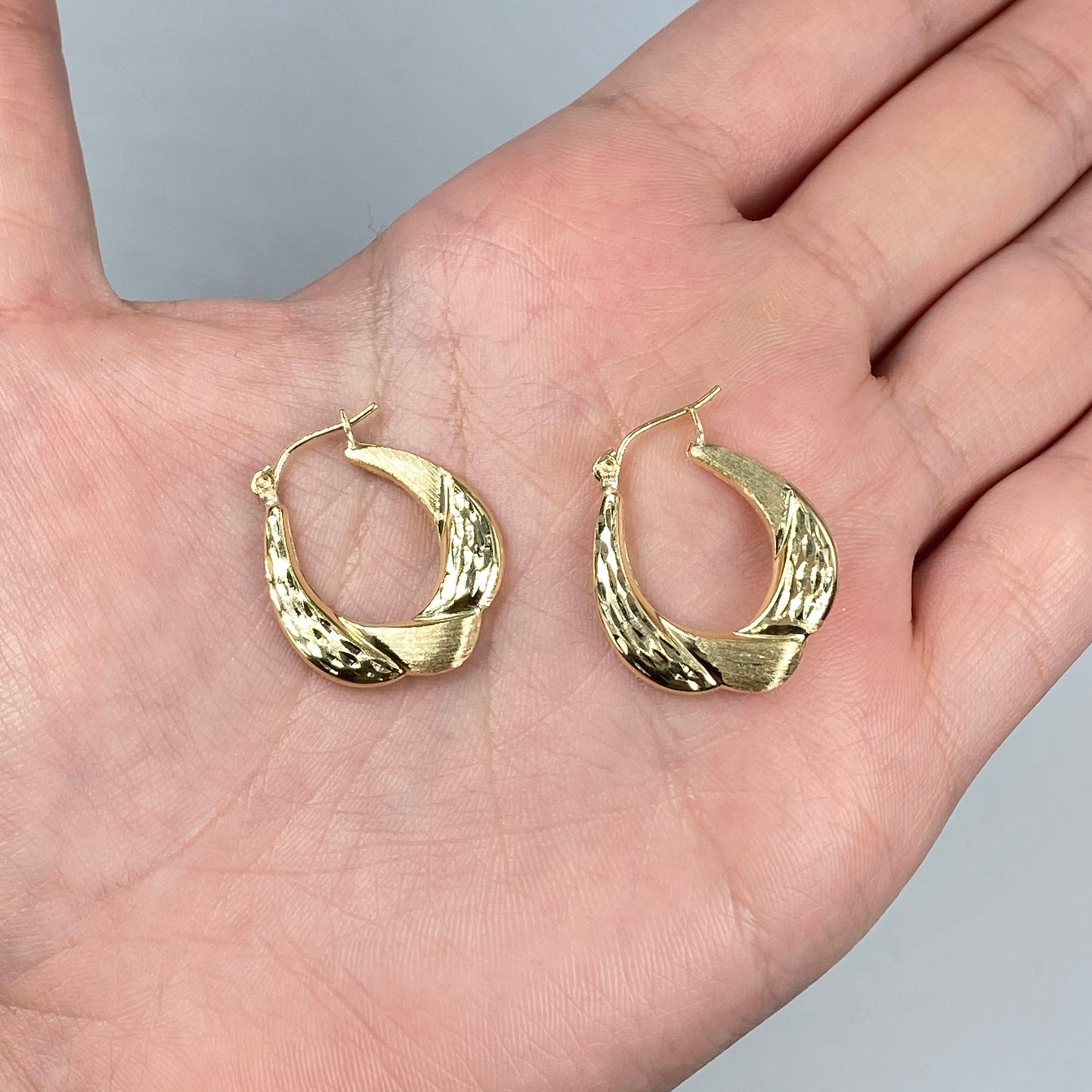 10K Braided Oval Hoop Earrings