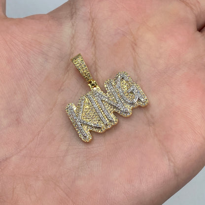 10K King Name Plate Diamond Pendant