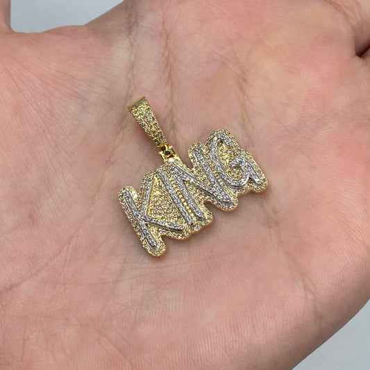 10K King Name Plate Diamond Pendant