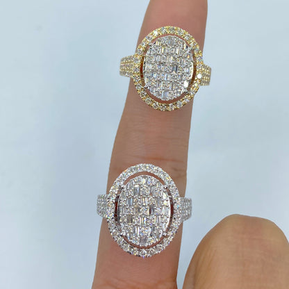 14K Vanity Oval Halo Diamond Ring