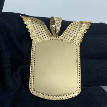 10K Rectangle Angel Wings Picture Photo Pendant