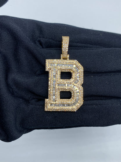 Initial B Baguette Pendant