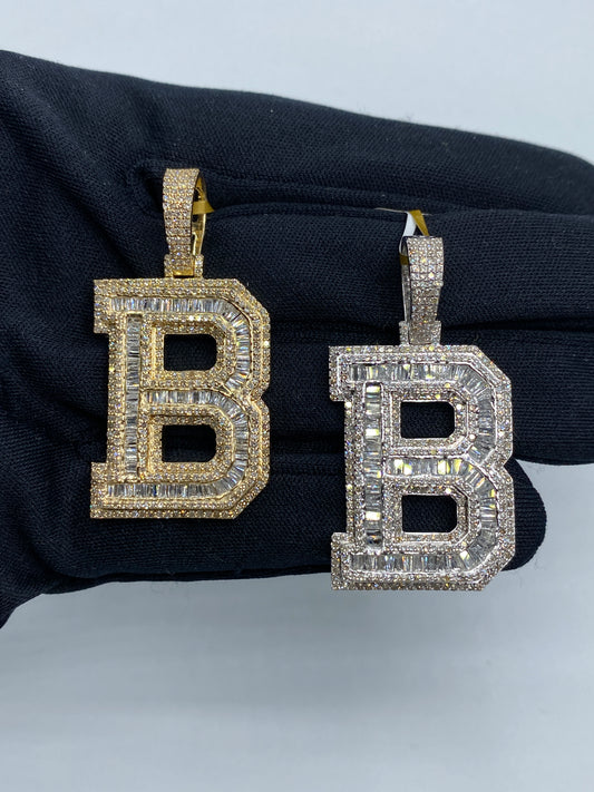 Initial B Baguette Pendant