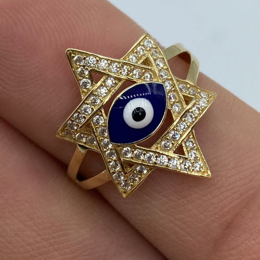 14K Evil Eye Star Ring