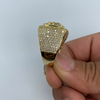 14K Square Jumbo Italian Diamond Ring