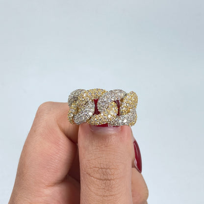 14K Two-Tone Cuban Link Diamond Ring