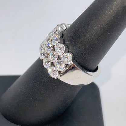18K Three Row Stacked Diamond Ring