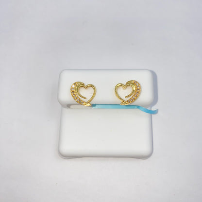 14K Protect Heart Diamond Earrings