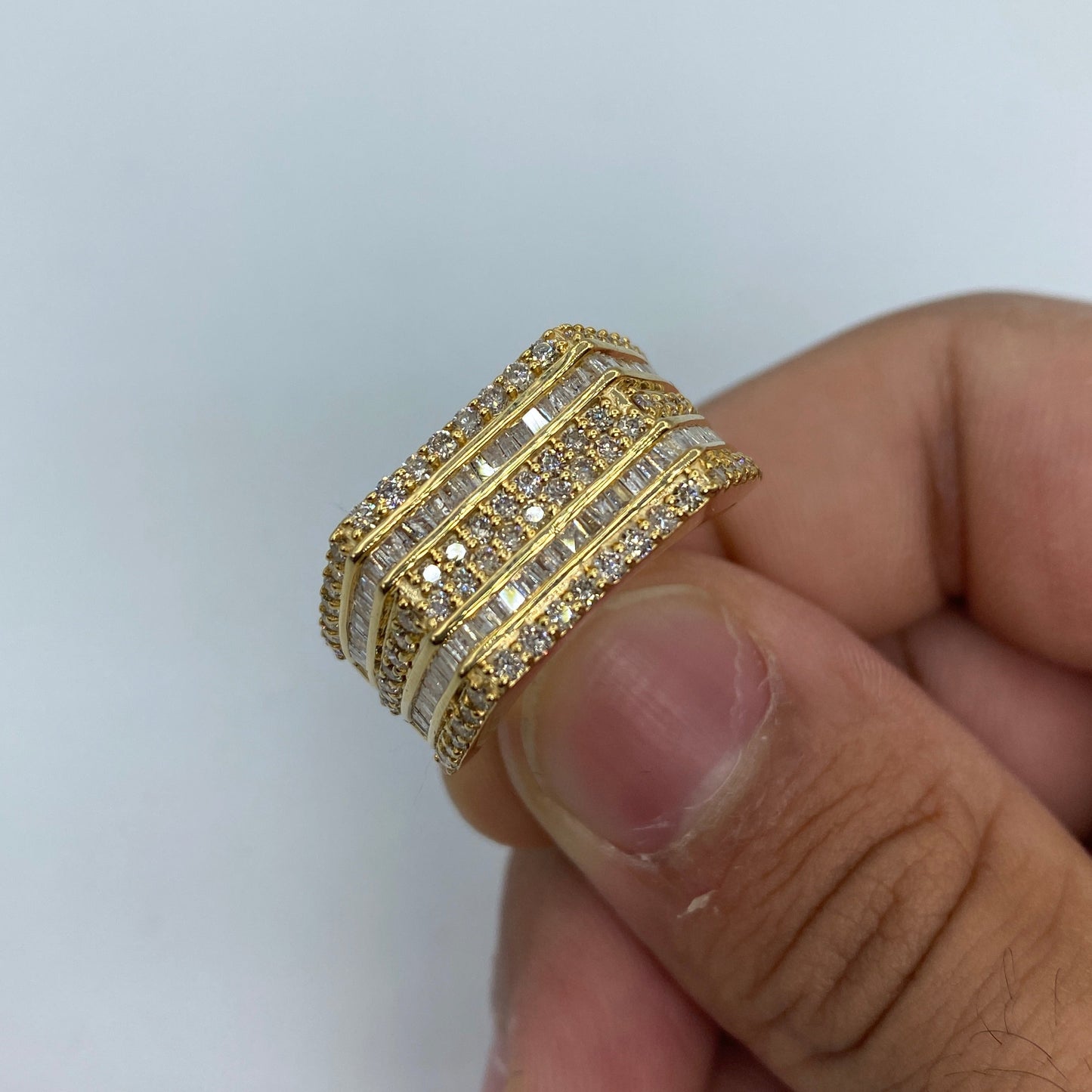 14K Rectangle Dual-Row Diamond Baguette Ring