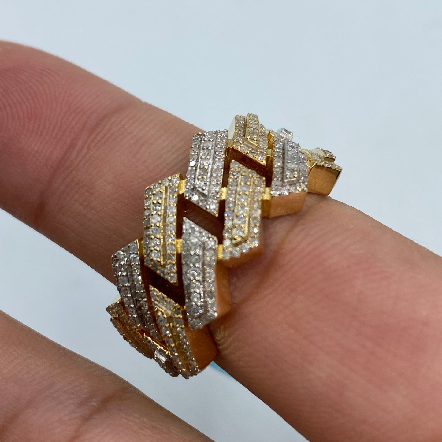 14K Gold 13MM Two Tone Cuban Link Diamond Ring