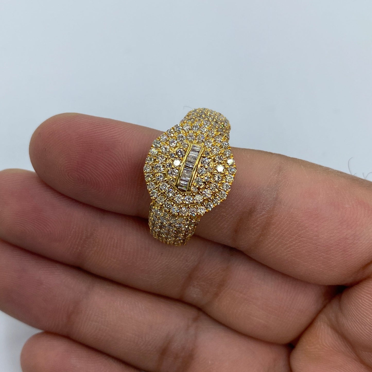 14K Polygon Diamond Baguette Ring