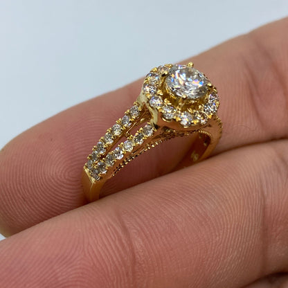 14K Large Stone Diamond Engagement Ring