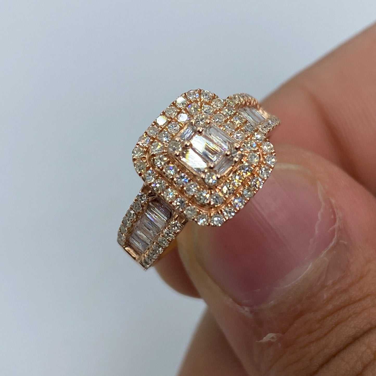 14K Square Diamond Baguette Engagement Ring