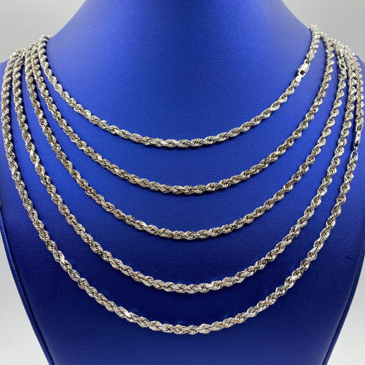 14K White Gold 4.2MM Rope Chain 18-26"