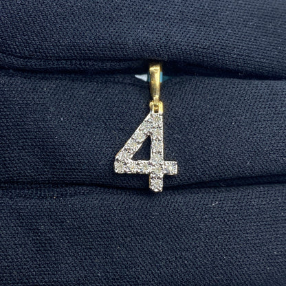 14k Number 4 Diamond Pendant