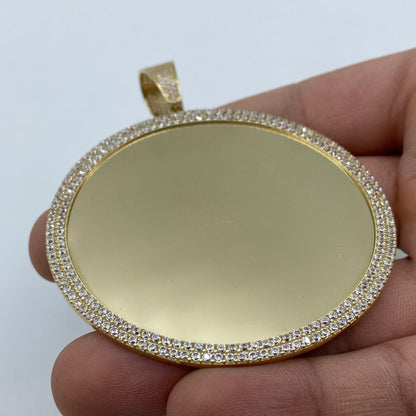 14K Jumbo Round Photo Picture Pendant