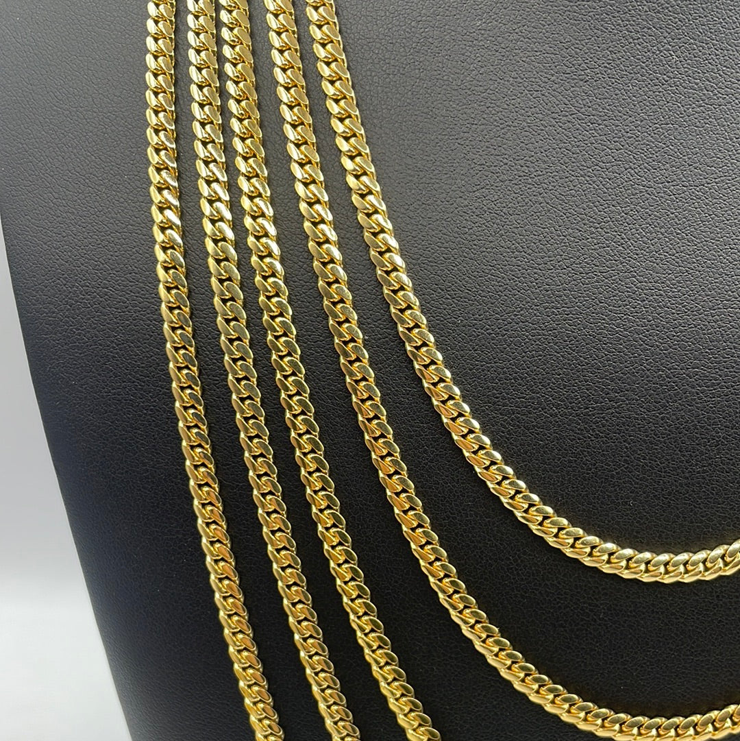 14K Gold 4MM Solid Cuban Link Chains 18-26"