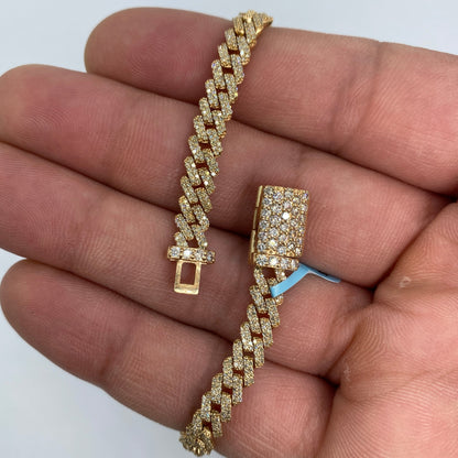 14K 5.5MM Cuban Link Diamond Bracelet 7"