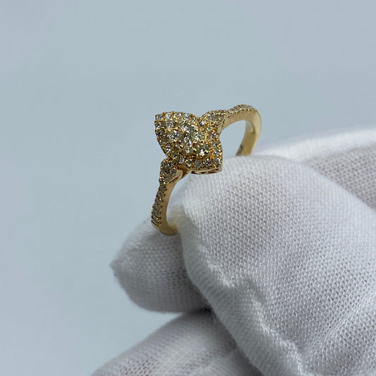 14K Yellow Gold Marquise Cut Diamond Engagement Ring
