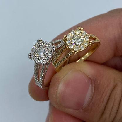 14K Square Flower Diamond Engagement Ring
