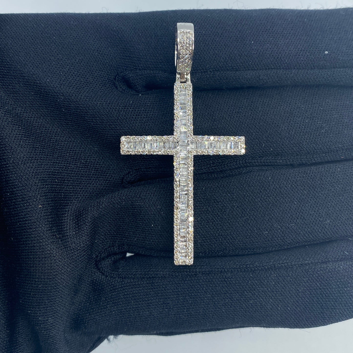 14K Latin Cross Diamond Baguette Pendant